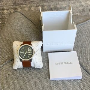 Diesel Black Dial Tan Leather Strap Men's Watch